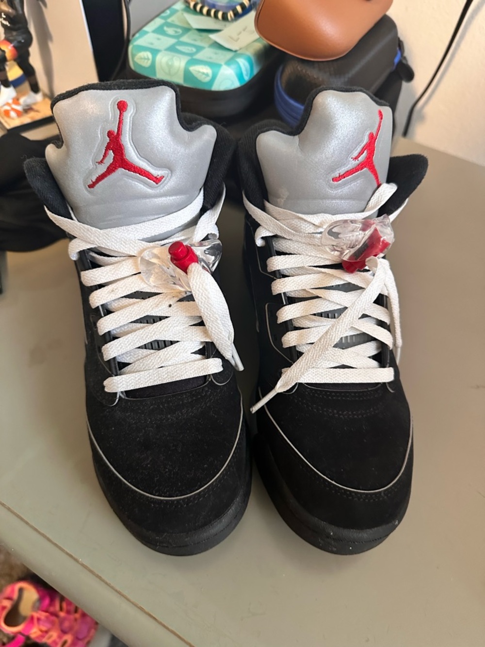 Air Jordan Retro Black/Gray/Red Suede High-Top Sneakers